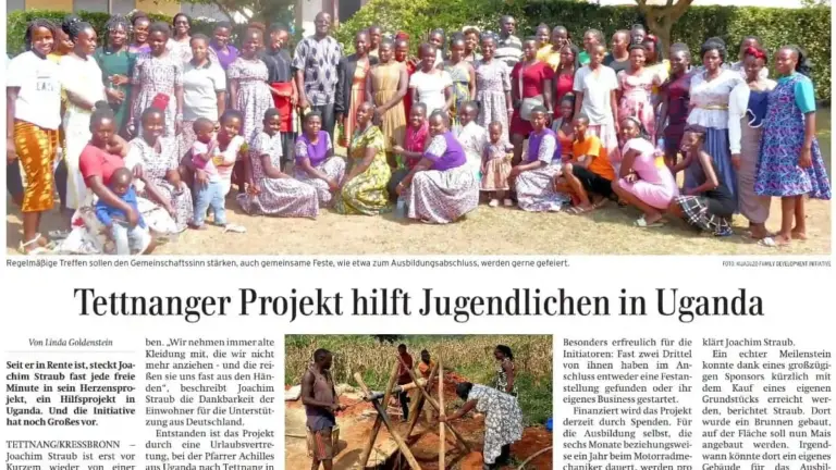 Zeitungsbericht: Tettnanger Projekt hilft Jugendlichen in Uganda