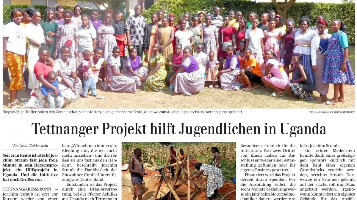 Zeitungsbericht: Tettnanger Projekt hilft Jugendlichen in Uganda