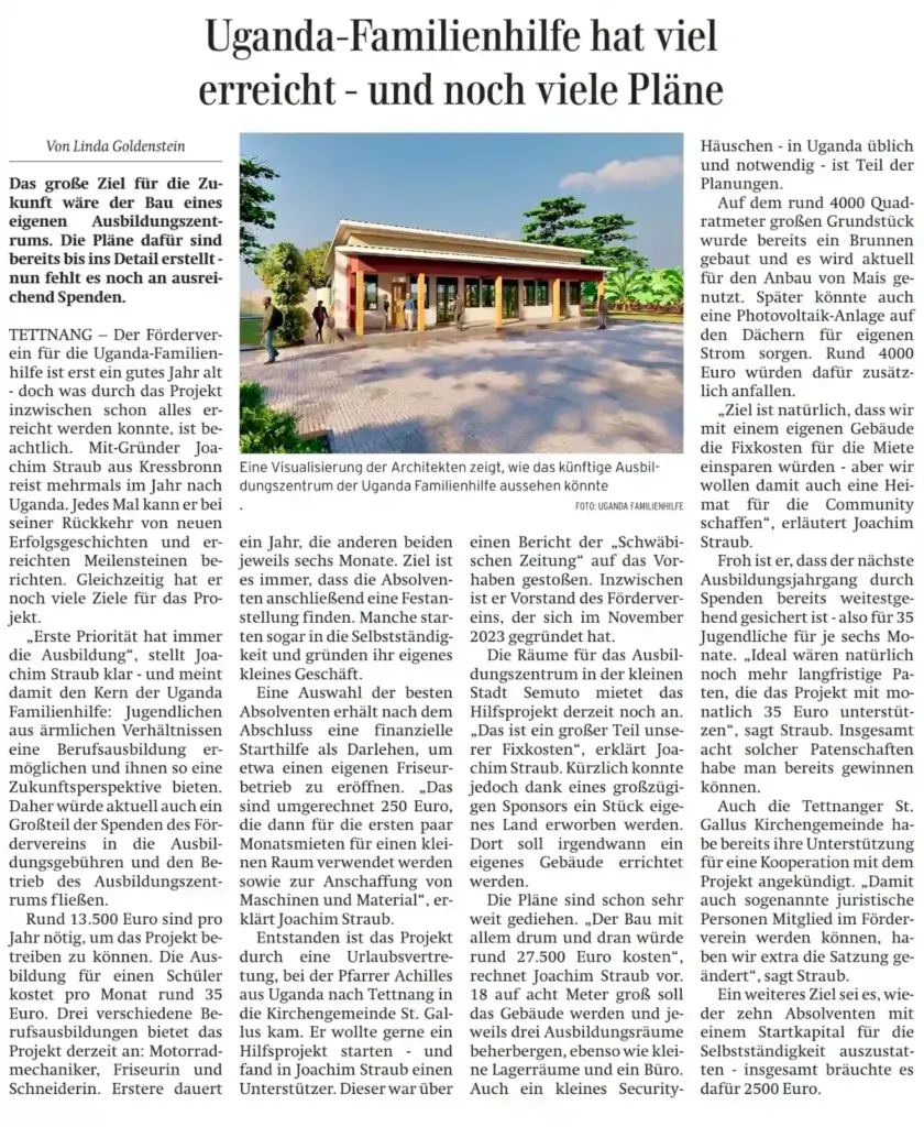 Bericht in der Schwäbischen Zeitung vom 24.12.2024