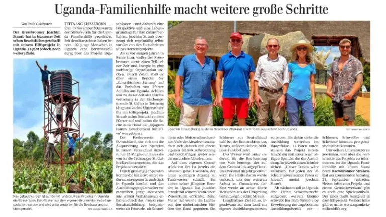 Bericht: Die Uganda Familienhilfe ermöglicht eine Berufsausbildung für Jugendliche