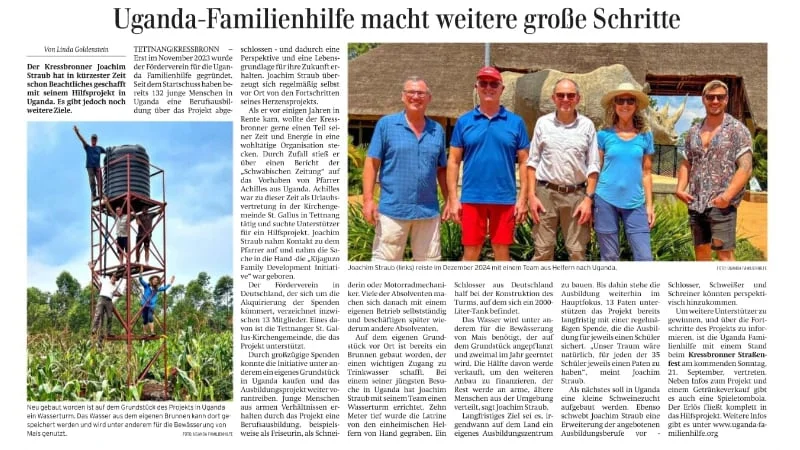 Bericht: Die Uganda Familienhilfe ermöglicht eine Berufsausbildung für Jugendliche